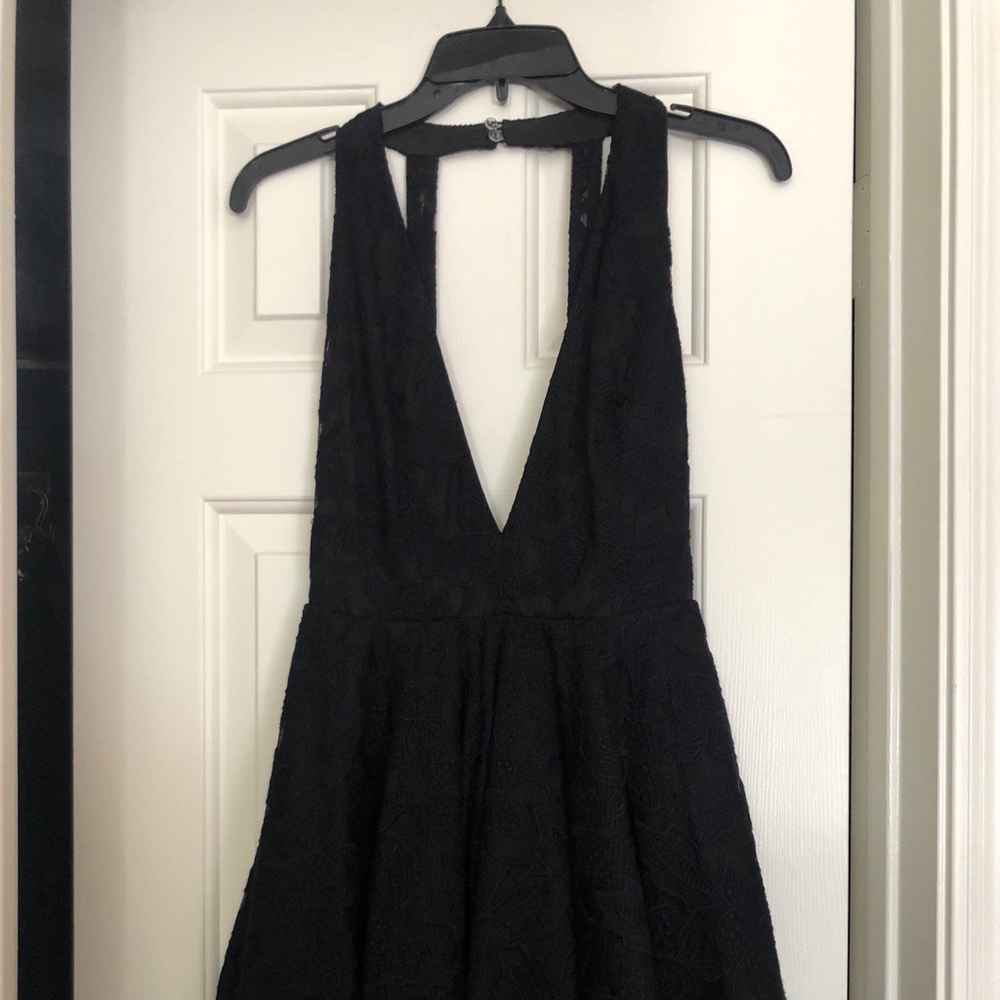 Black mini low cut dress